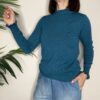 HAVEONE – Maglia mezzo collo con rouches petrolio