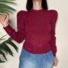 HAVEONE – Maglia girocollo manica sbuffo bordeaux