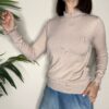 HAVEONE – Maglia mezzo collo con rouches rosa cipria