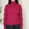 HAVEONE – Maglia mezzo collo treccia bordeaux