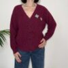 VICOLO – Cardigan con rotture e cabochon bordeaux