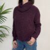 HAVEONE – Maglione collo alto paillettes melanzana