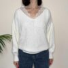 VICOLO – Maglione scollo V pizzo bianco