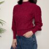 HAVEONE – Maglione mezzo collo pon pon bordeaux