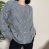 VICOLO – Cardigan bottone gioiello grigio