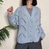 VICOLO – Cardigan bottone gioiello azzurro